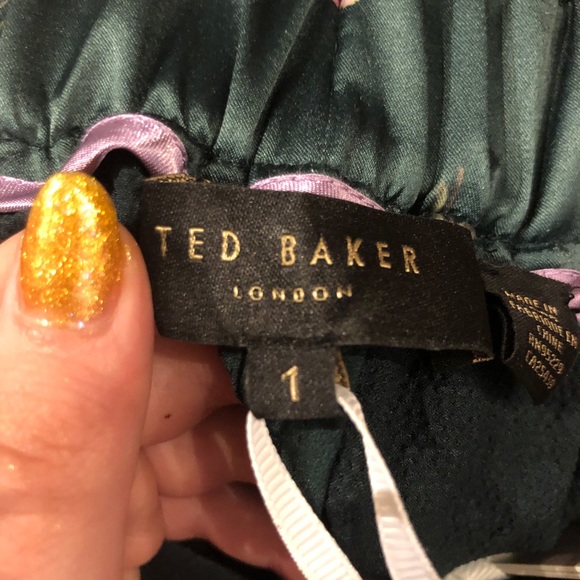 Ted Baker NWT Tie Waist Dark Green Wide Leg Pants - Picture 5 of 9